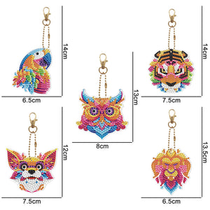 5pièces Animaux Tigre Double face Porte-clés
