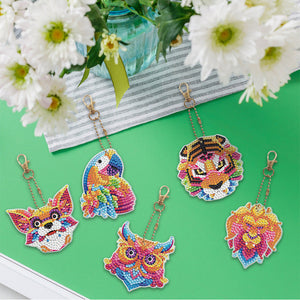 5pièces Animaux Tigre Double face Porte-clés