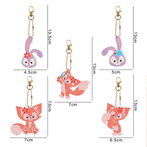 5pièces Petit renard Simple face Porte-clés