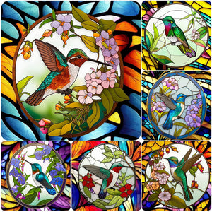 Sirène en Vitrail Hummingbird-Full Round Diamond Painting-30x30cm