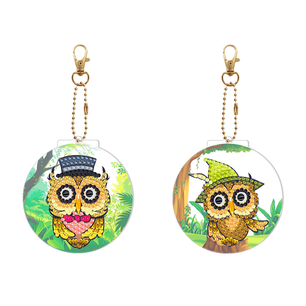 2pièces Hibou Double face Porte-clés