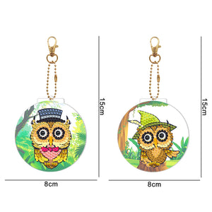 2pièces Hibou Double face Porte-clés