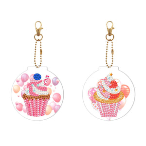 2pièces Gâteau Double face Porte-clés