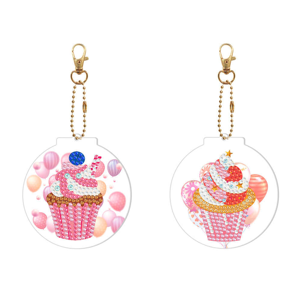 2pièces Gâteau Double face Porte-clés