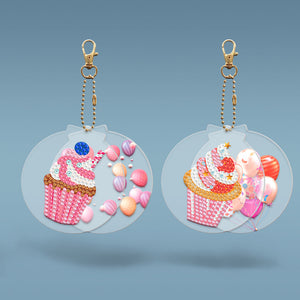 2pièces Gâteau Double face Porte-clés