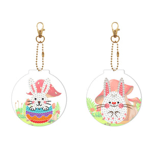 2pièces Lapin Double face Porte-clés