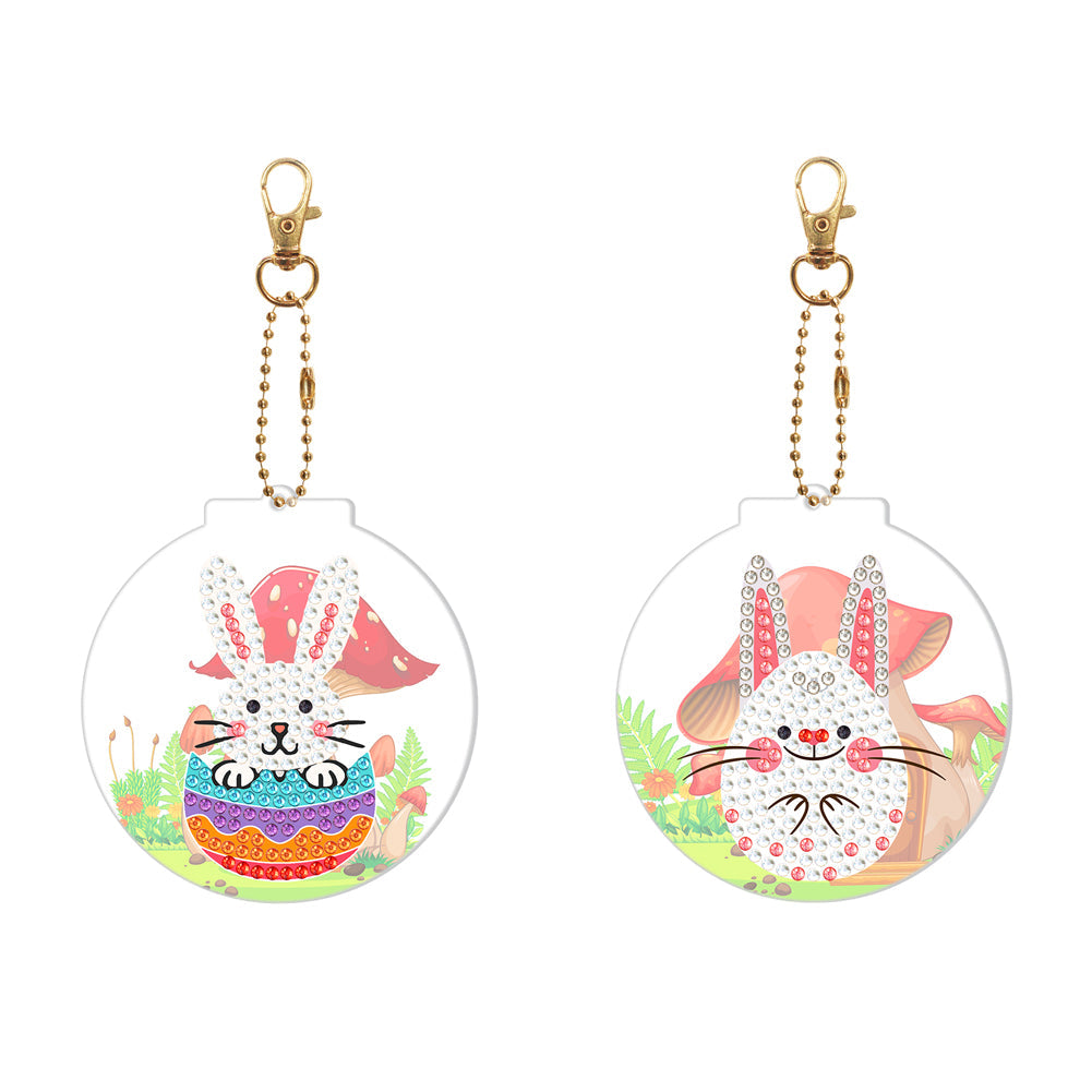 2pièces Lapin Double face Porte-clés