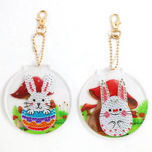 2pièces Lapin Double face Porte-clés