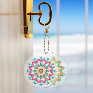 2pièces Mandala Double face Porte-clés