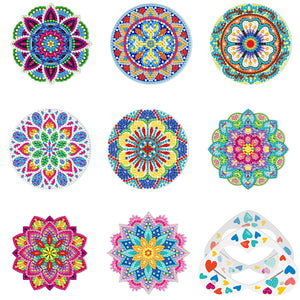 8pcs/set +1 rack de stockage-Mandala-Acrylique Diamond Coaster