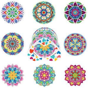 8pcs/set +1 rack de stockage-Mandala-Acrylique Diamond Coaster