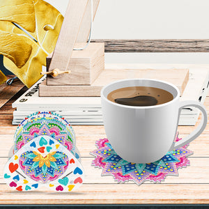 8pcs/set +1 rack de stockage-Mandala-Acrylique Diamond Coaster
