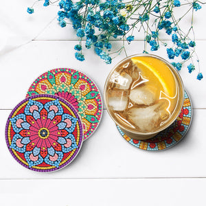 8pcs/set +1 rack de stockage-Mandala-Acrylique Diamond Coaster