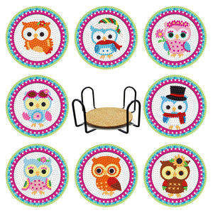 8pcs/set +1 rack de stockage-Animal-Bois Diamond Coaster