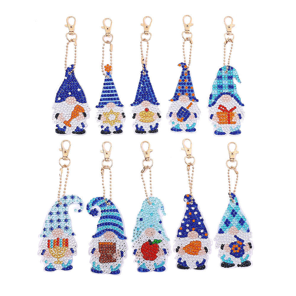 10 pcs Gnome porte-clés simple face