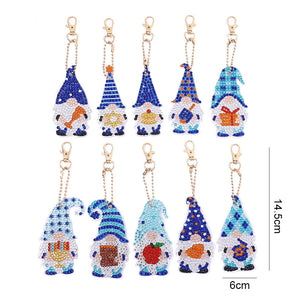 10 pcs Gnome porte-clés simple face