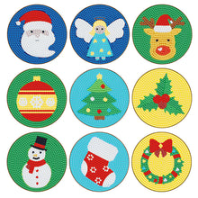 Charger l&#39;image dans la galerie, 9pcs/set +1 rack de stockage-Noël-En Bois Diamond Coaster
