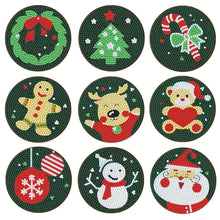 Charger l&#39;image dans la galerie, 9pcs/set +1 rack de stockage-Noël-En Bois Diamond Coaster

