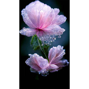 Gouttelettes d'eau Fleur-Full Drill Diamond Painting-40x70cm