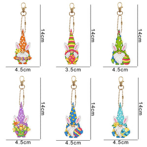 6pcs porte-clés double face de Pâques
