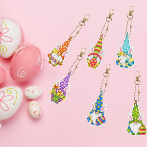 6pcs porte-clés double face de Pâques