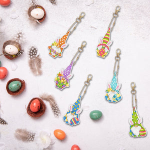 6pcs porte-clés double face de Pâques