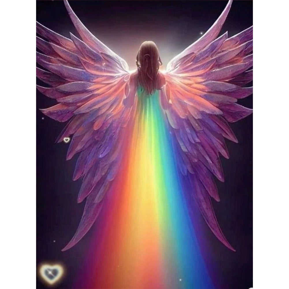 fille arc-en-ciel-complet Round Diamond Painting-30x40cm