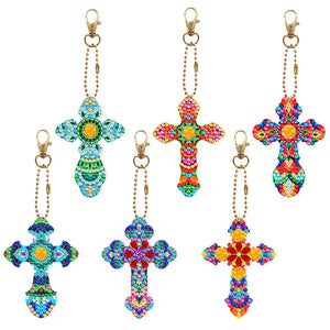 6pcs/Set-Cross-Double Side Drill-Diamond Porte-clés
