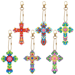 6pcs/Set-Cross-Double Side Drill-Diamond Porte-clés