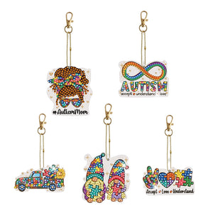 6pcs/Set-Butterfly/Wing-Double Side Drill-Diamond Porte-clés