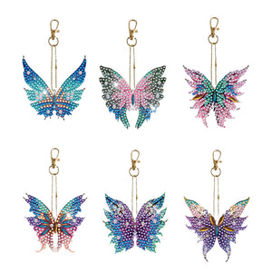 6pcs/Set-Butterfly/Wing-Double Side Drill-Diamond Porte-clés