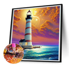 Charger l&#39;image dans la galerie, Crossing The Sea Lighthouse-complet Round peinture au diamant-30x30cm
