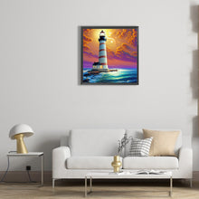Charger l&#39;image dans la galerie, Crossing The Sea Lighthouse-complet Round peinture au diamant-30x30cm
