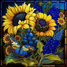 Charger l&#39;image dans la galerie, Sirène en Vitrail Sunflower-Full Diamond Painting-35x35cm
