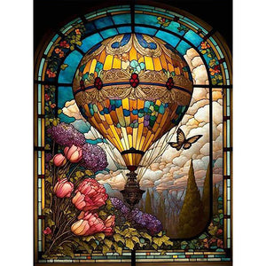 Sirène en Vitrail Hot Air Balloon-Full Round Diamond Painting-40x50cm