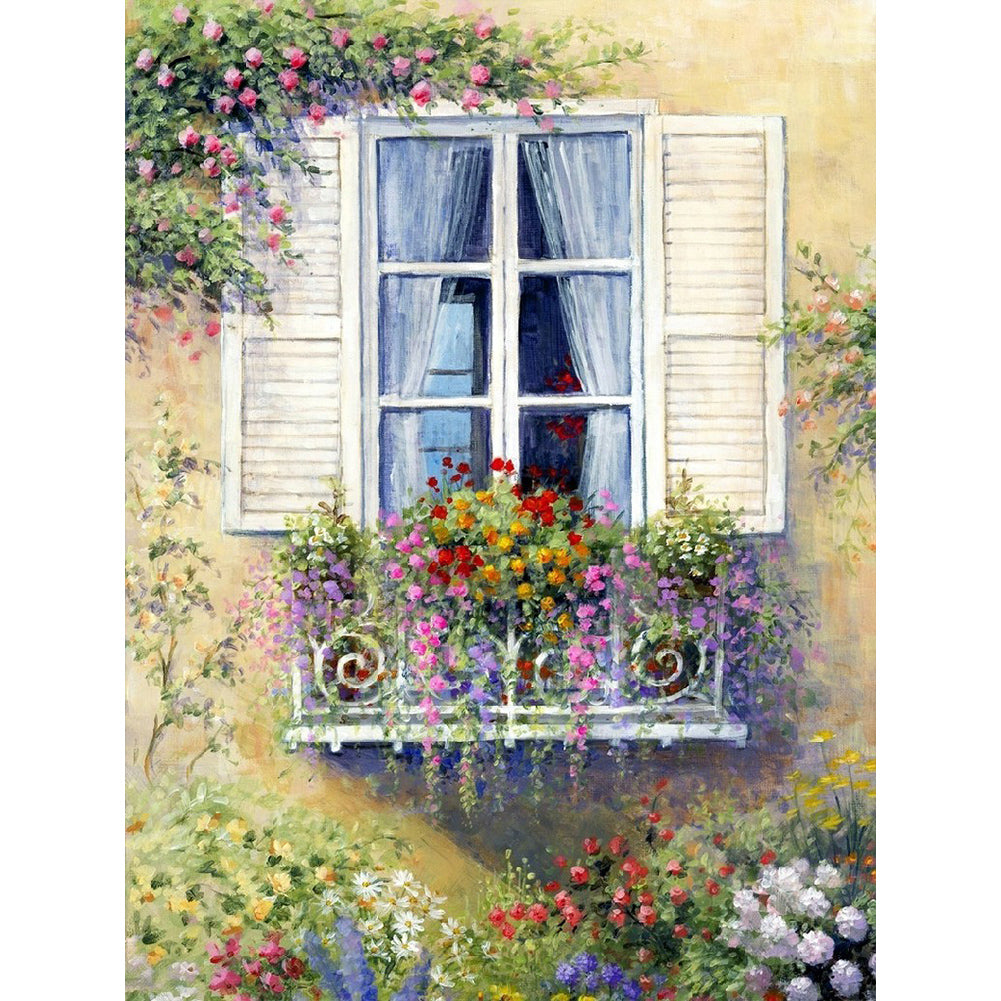 Window Flower-Full Diamond Painting-30x40cm