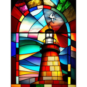 Sirène en Vitrail Lighthouse-Full Round Diamond Painting-30x40cm