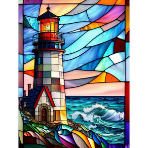 Sirène en Vitrail Lighthouse-Full Round Diamond Painting-30x40cm