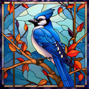 Sirène en Vitrail Blue Tit-Full Round Diamond Painting-30x30cm