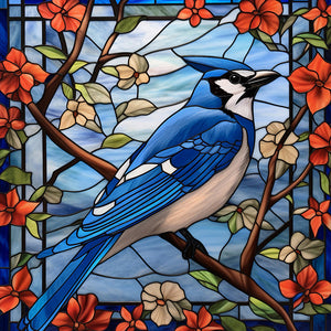 Sirène en Vitrail Blue Tit-Full Round Diamond Painting-30x30cm