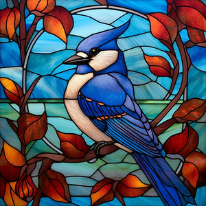 Sirène en Vitrail Blue Tit-Full Round Diamond Painting-30x30cm