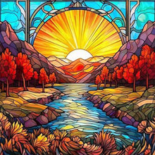 Charger l&#39;image dans la galerie, Sirène en Vitrail Mountains And Rivers-Full Round Diamond Painting-40x40cm
