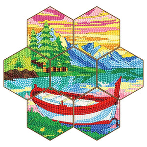 7 pièces/ensemble-ciel de nuit-en bois Diamond Coaster