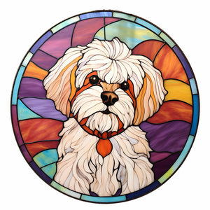 Sirène en Vitrail Dog-Full Round Diamond Painting-30x30cm