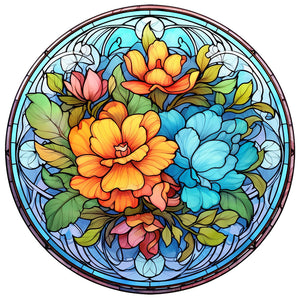 Sirène en Vitrail Flower-Full Round Diamond Painting-30x30cm
