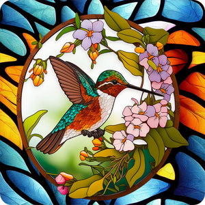 Sirène en Vitrail Hummingbird-Full Round Diamond Painting-30x30cm