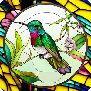 Sirène en Vitrail Hummingbird-Full Round Diamond Painting-30x30cm