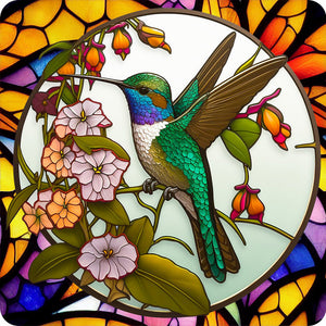 Sirène en Vitrail Hummingbird-Full Round Diamond Painting-30x30cm