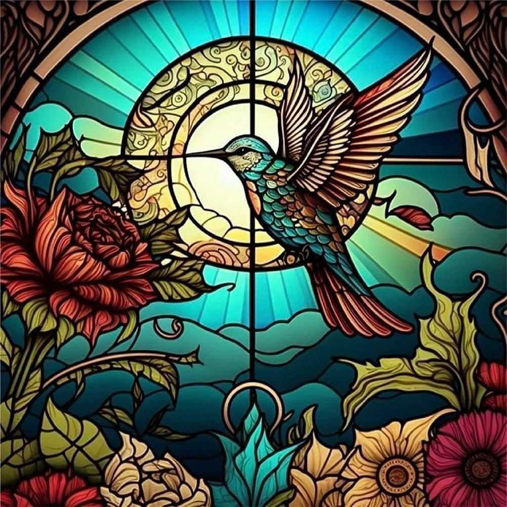 Sirène en Vitrail Hummingbird-Full Round Diamond Painting-40x40cm