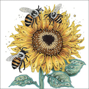 Spécial tournesol abeille-partiel Diamond Painting-30x30cm